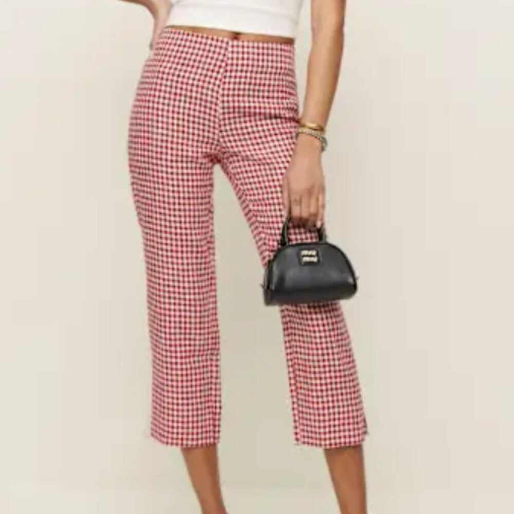 Reformation Petra Linen Low Rise Pedal Pusher Pant, Size 6